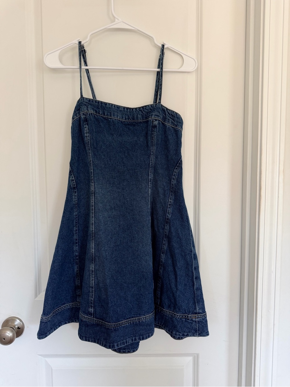 Reformation Dark Blue Denim Spaghetti Strap Dress